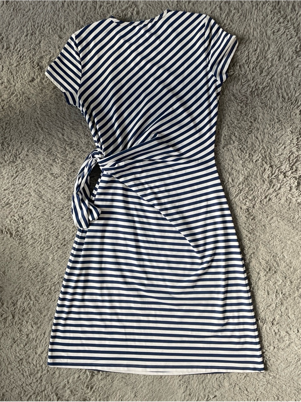 J. McLaughlin Elora Dress Navy White Stripe Catalina Cloth Tie Waist Size Medium - Picture 6 of 10
